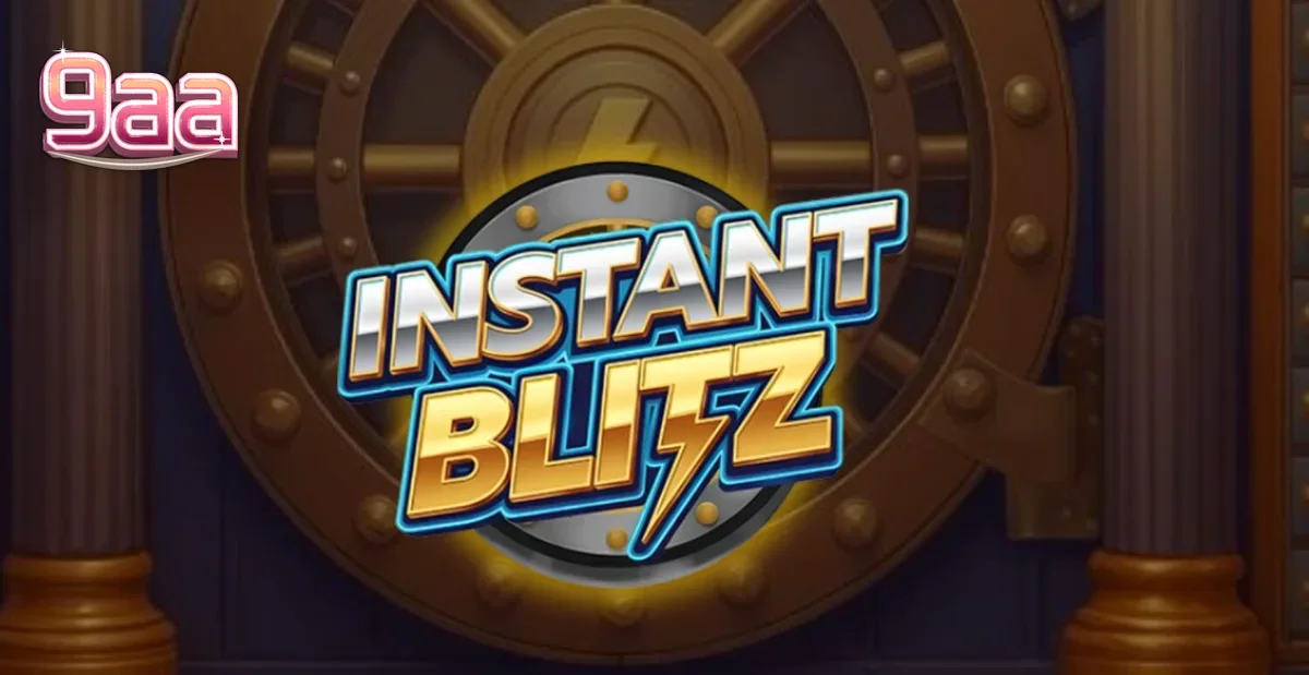 Interface do slot Instant Blitz com elementos de cofre e luzes neon