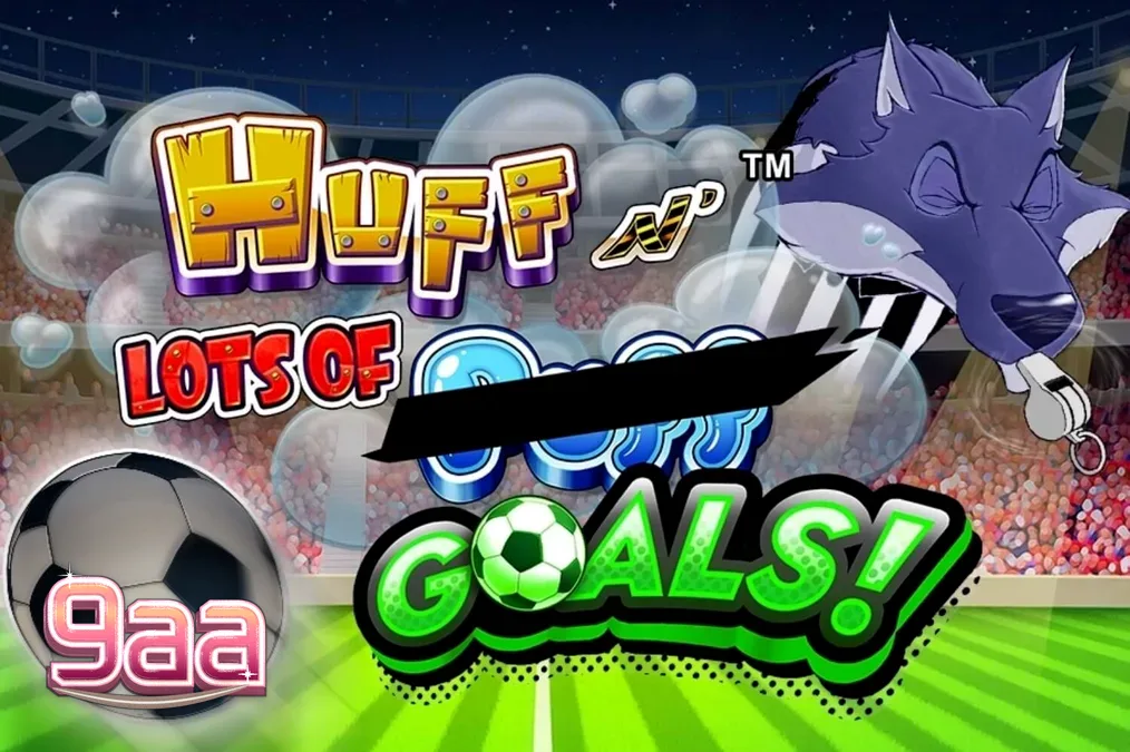 Interface do jogo de slot Huff N’ Lots of Goals com tema de futebol